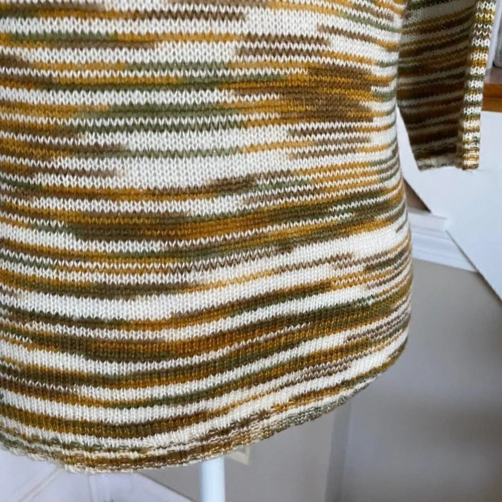 Tulle Antrhopologie Crew Neck Earth Tones Striped Sweater